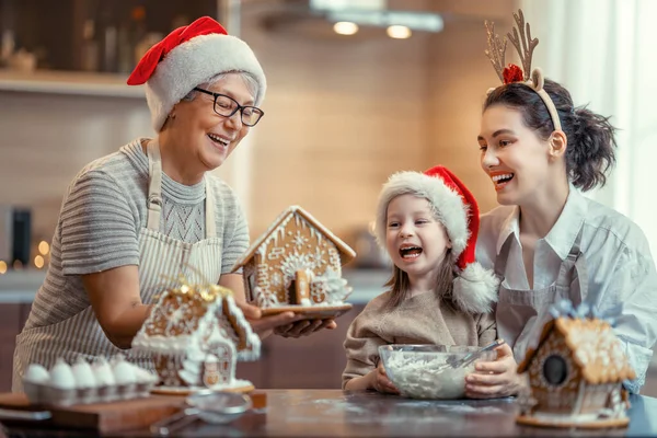 Merry Christmas Happy Holidays Family Preparation Holiday Food Grandma Mother — Stock Photo, Image