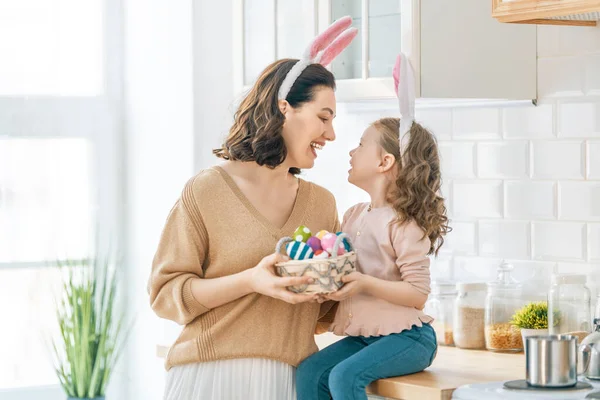 Happy Loving Family Preparing Bakery Together Mother Daughter Cooking Cookies — Stock Photo, Image