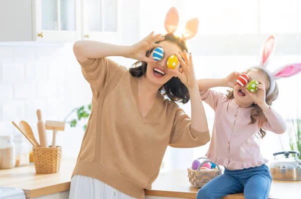 Feliz Familia Amorosa Están Preparando Panadería Juntos Madre Hija Están — Foto de Stock