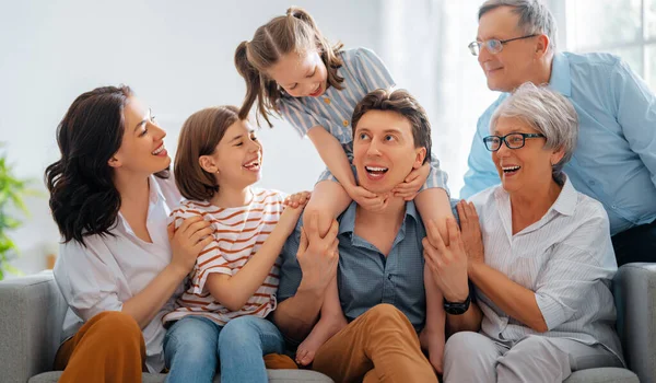 Las Chicas Agradables Madre Padre Abuelo Abuela Están Disfrutando Pasar —  Fotos de Stock