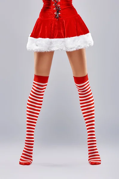 Girl in Santa dress — Stock Photo, Image