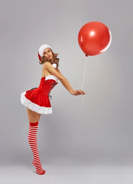 Girl in Santa dress — Stock Photo, Image