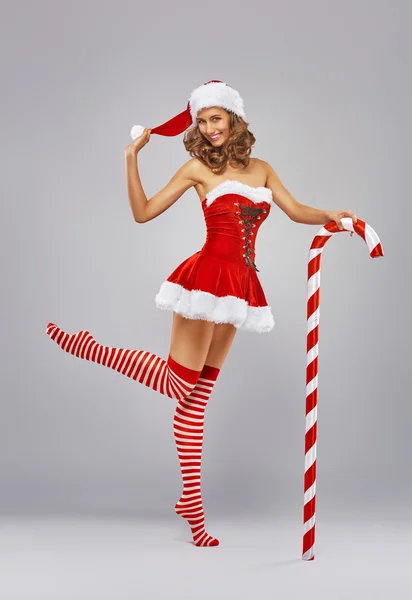 Girl in Santa's hat — Stock Photo, Image