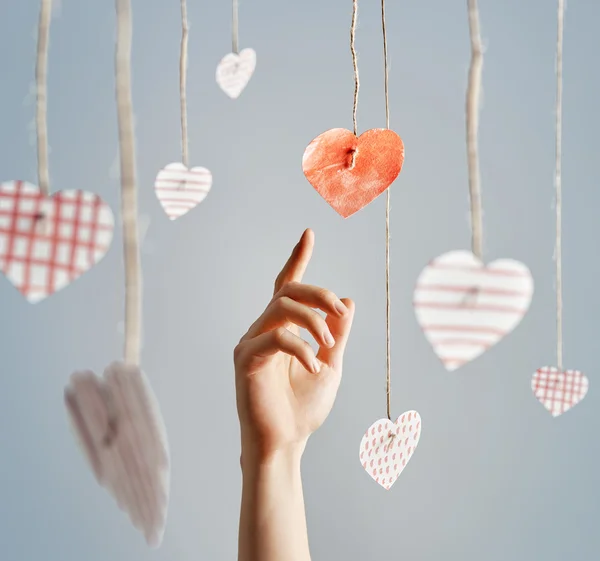 Valentin corazones de papel — Foto de Stock