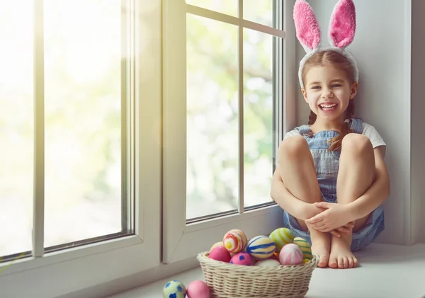 Girl wearing bunny ears — Stock Photo, Image