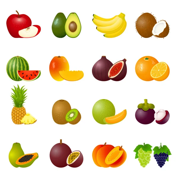 Set de iconos Frutas — Archivo Imágenes Vectoriales