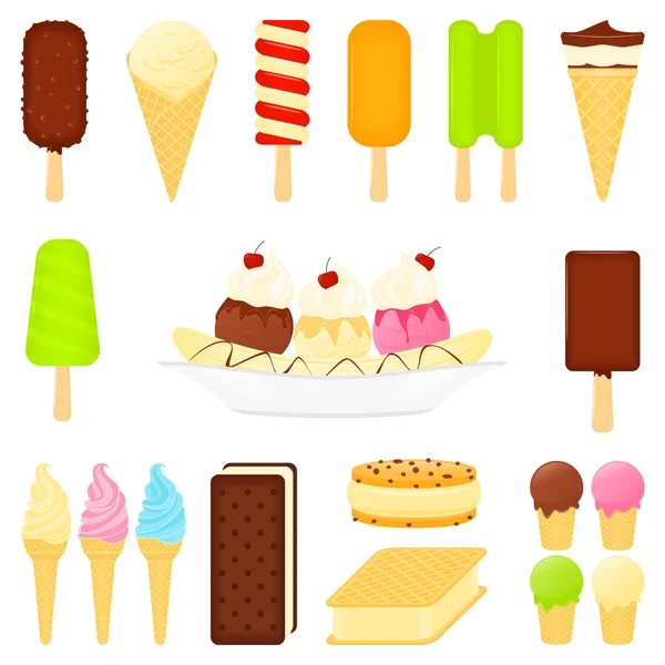Desserts de crème glacée — Image vectorielle