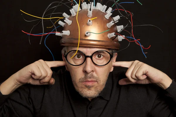 Crazy inventor helmet — Stockfoto