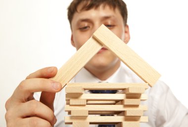Tower ahşap blok bina işadamı