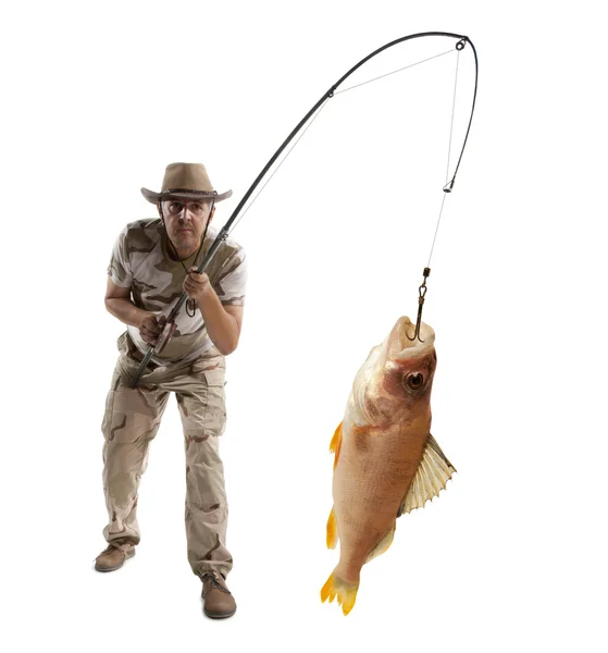 Rybář s velkou rybou — Stock fotografie