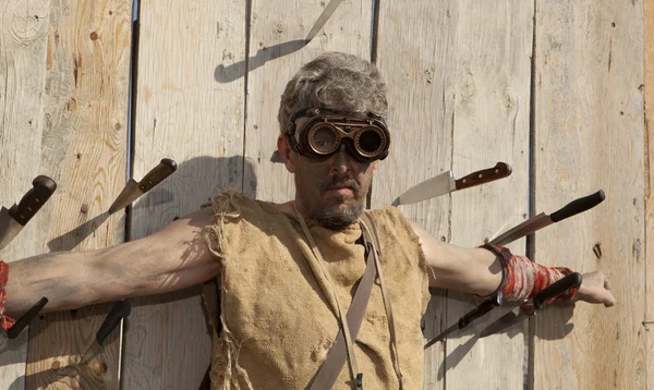 Steampunk man dragen van een bril — Stockfoto