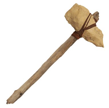 Beyaz izole antik taş balta