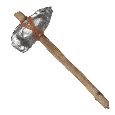 Beyaz izole antik taş balta