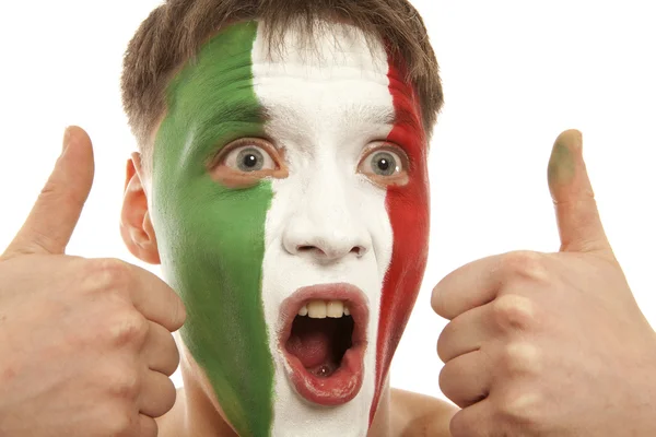 Italian fans at the stadium. Football, soccer fan. Isolated — Stock Photo, Image