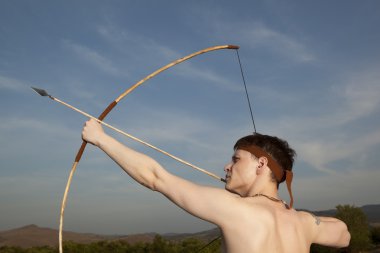 Robin Hood. Archer ile ok ve uzun yay