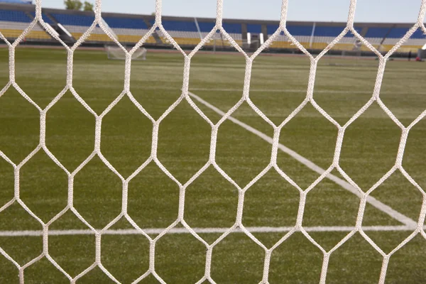 Soccer net at soccer stadium — Stock Photo, Image