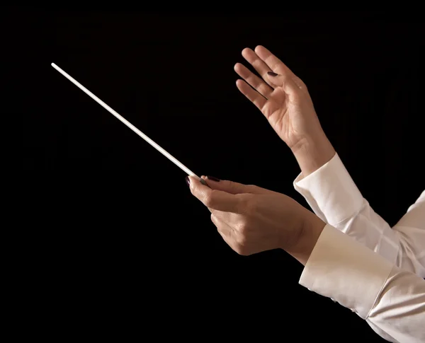 Music female director holding stick — Stock Photo, Image