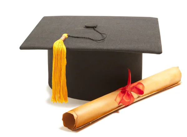 Graduation Cap with Degree — Stock Photo, Image