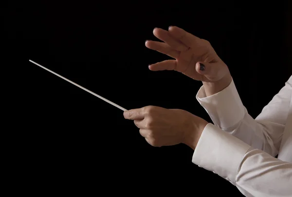 Music female director holding stick — Stock Photo, Image