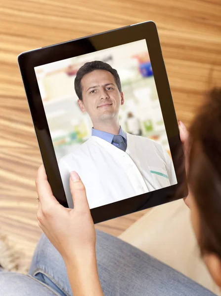 Video chat with doctor — Stock Photo, Image