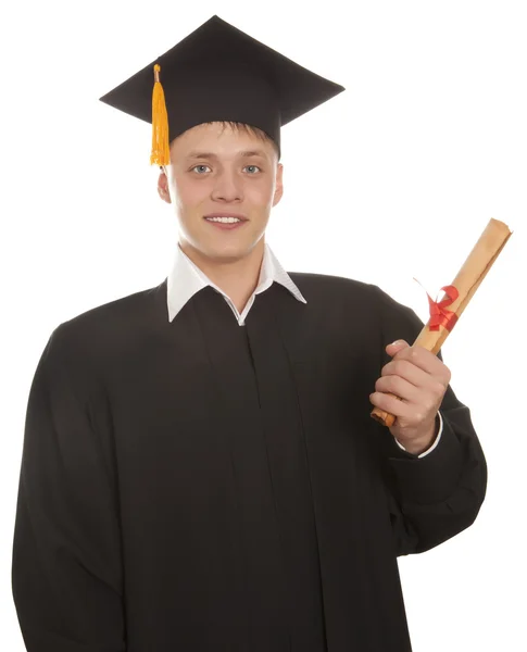 Graduation man holding diploma Stock Photo