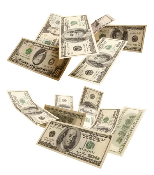 Set of flying dollars — Stockfoto