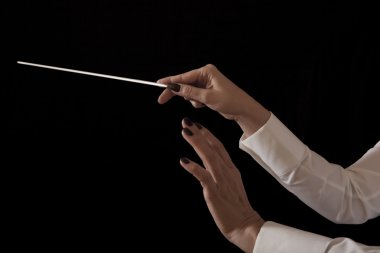Music female director holding stick clipart