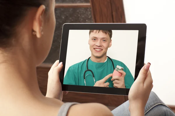 Video chat with doctor — Stock Photo, Image