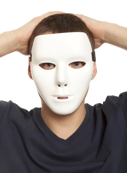 Man met wit masker — Stockfoto