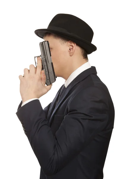 Zoufalství muž s pistolí — Stock fotografie