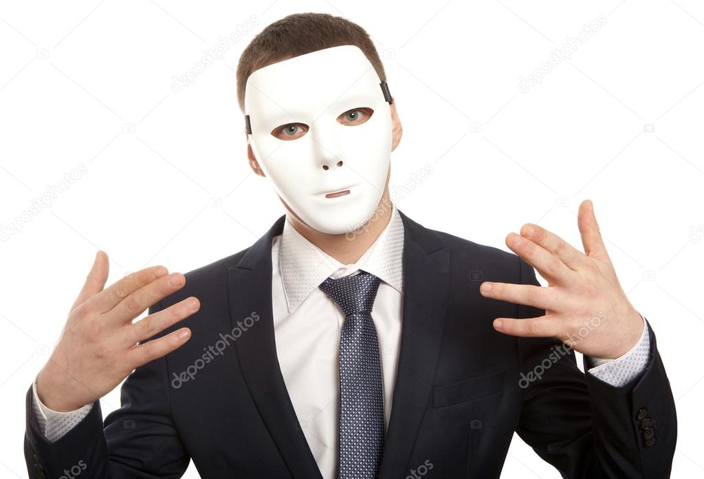 Businessman with white mask
