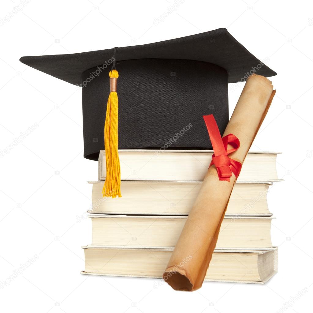 Graduation hat and diploma