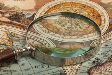 Magnifying glass and  map clipart