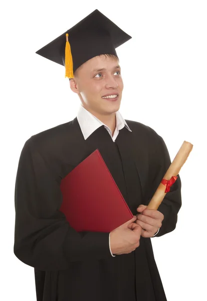 Graduation man holding diploma Stock Picture