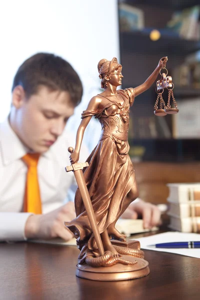 Justice statue and lawyer — Stock Photo, Image