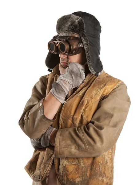 Steampunk man dragen van een bril — Stockfoto