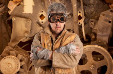 Steampunk man wearing glasses clipart
