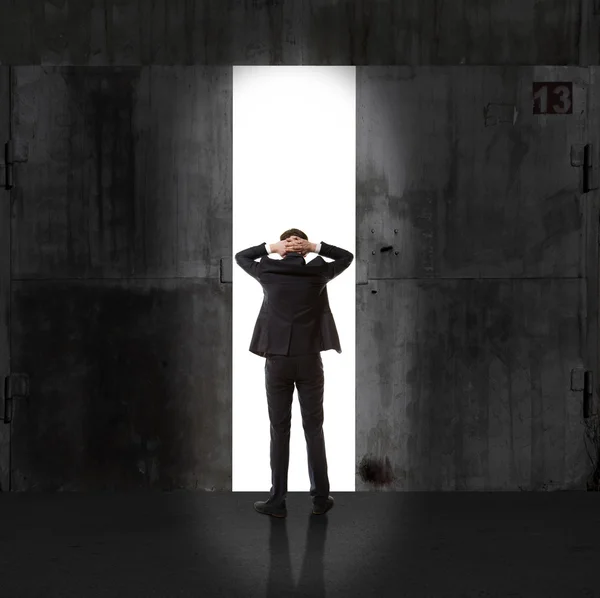 Infinity. Businessman in exit light — Stock Photo, Image