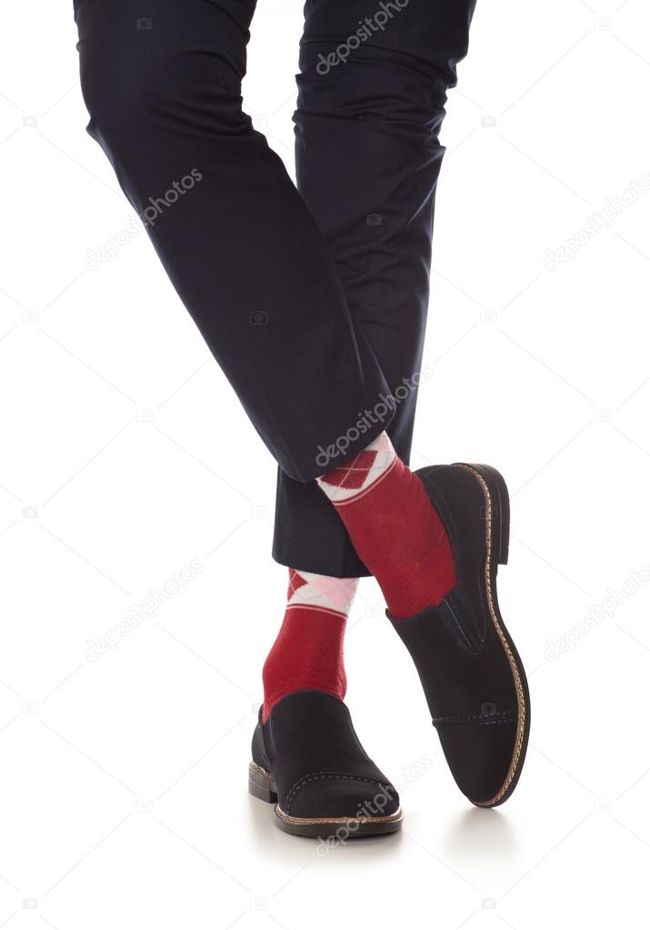 Man leg in red socks