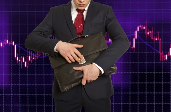 Börsenmakler. Geschäftsmann mit Aktentasche — Stockfoto