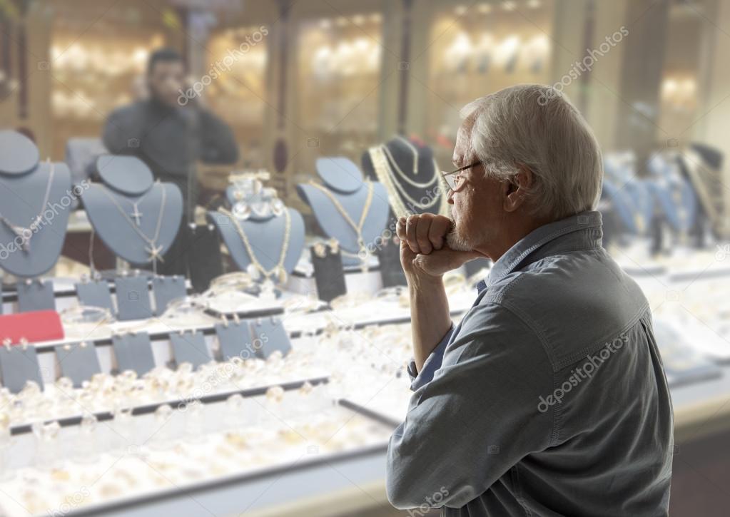 Man looking to jewellery 