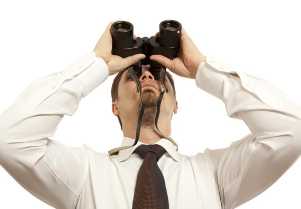 Businessman with binoculars — Stock Photo, Image