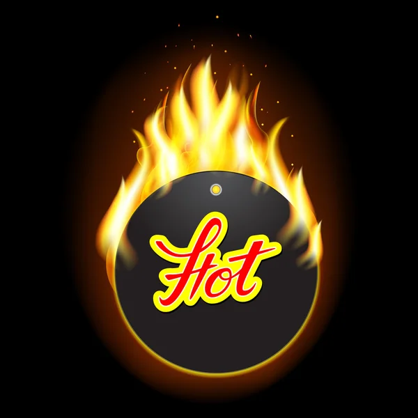 Fire label with original lettering Hot — Stock Vector