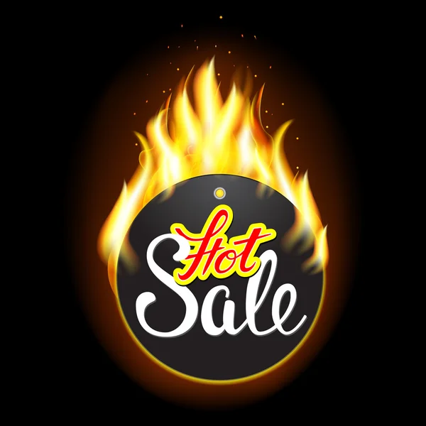 Fire label with original lettering Hot — Stock Vector