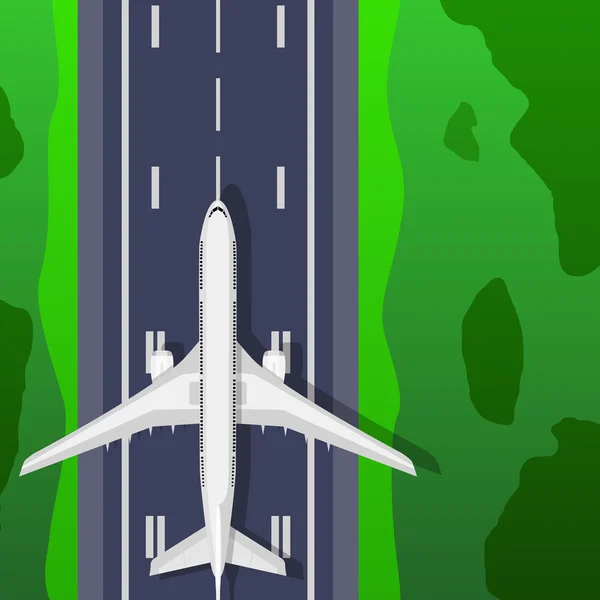 Landingsbaan met vliegtuig — Stockvector