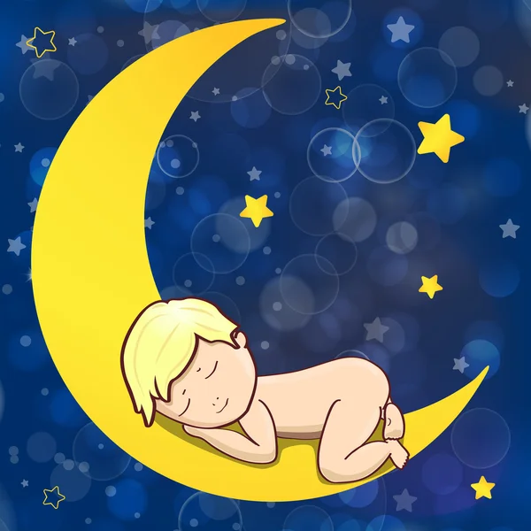 Дитина спить на Місяці . — стоковий вектор