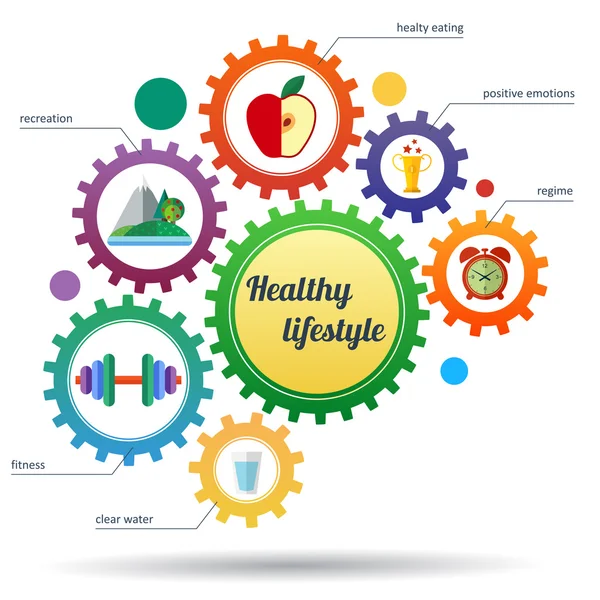 Сучасний набір інфографіки та іконок здоровий спосіб життя Ліцензійні Стокові Ілюстрації