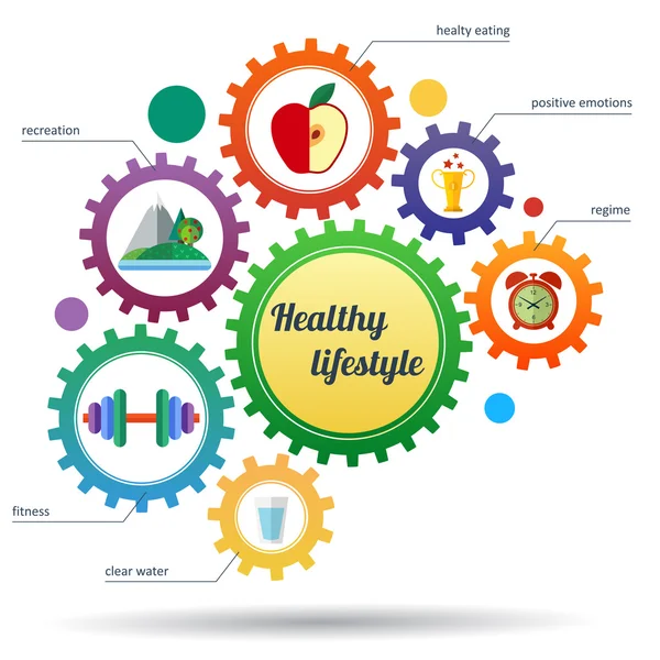 Um conjunto moderno de infográficos e ícones estilo de vida saudável Ilustrações De Bancos De Imagens Sem Royalties