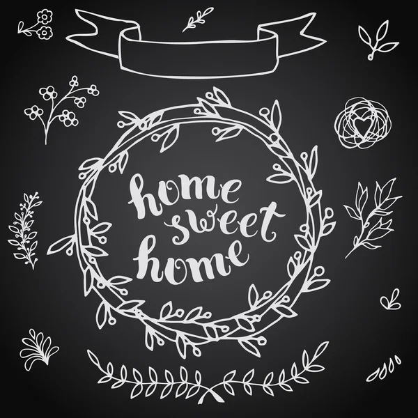 Home sweet home, handgemachte Kalligraphie. — Stockvektor