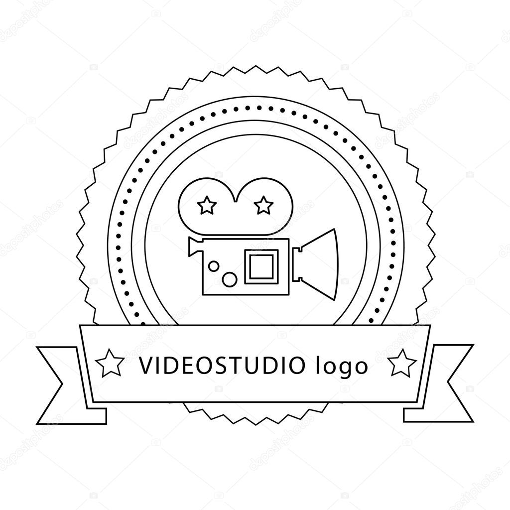 Abstract stylish round illustration with retro camera for logo or other use.